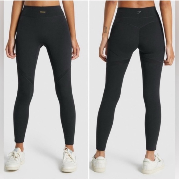 Gymshark x Whitney Simmons black high waisted butt scrunch leggings with mesh S - Picture 1 of 12